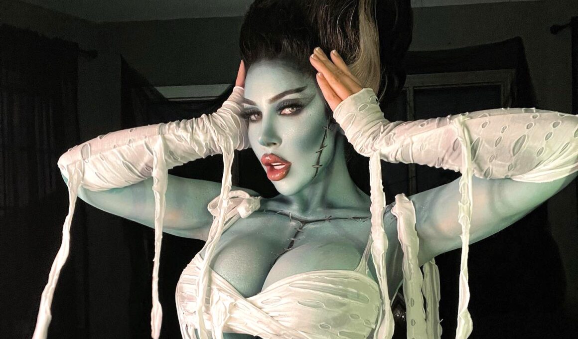 Amanda Nicole wowed fans with a jaw-dropping Bride of Frankenstein body paint look, racking up over 600,000 views as she danced and twerked to a Halloween remix.