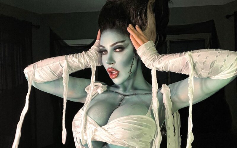 Amanda Nicole wowed fans with a jaw-dropping Bride of Frankenstein body paint look, racking up over 600,000 views as she danced and twerked to a Halloween remix.