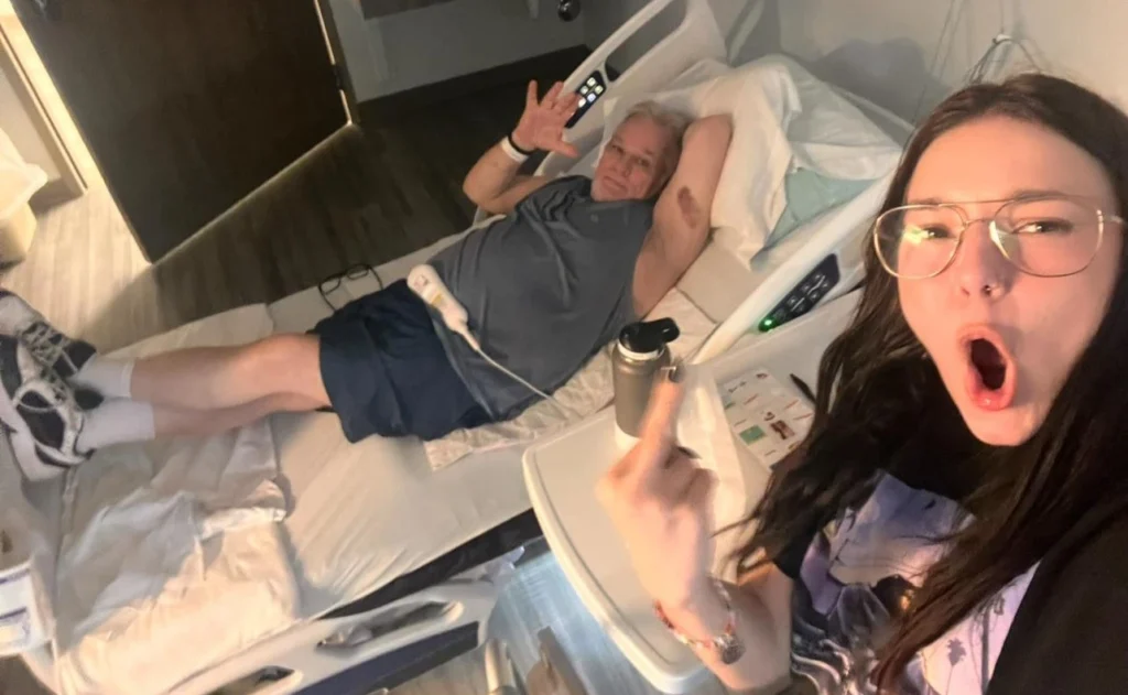 Katrina Rose with her Dad, Jerry, in hospital - NudeNewz