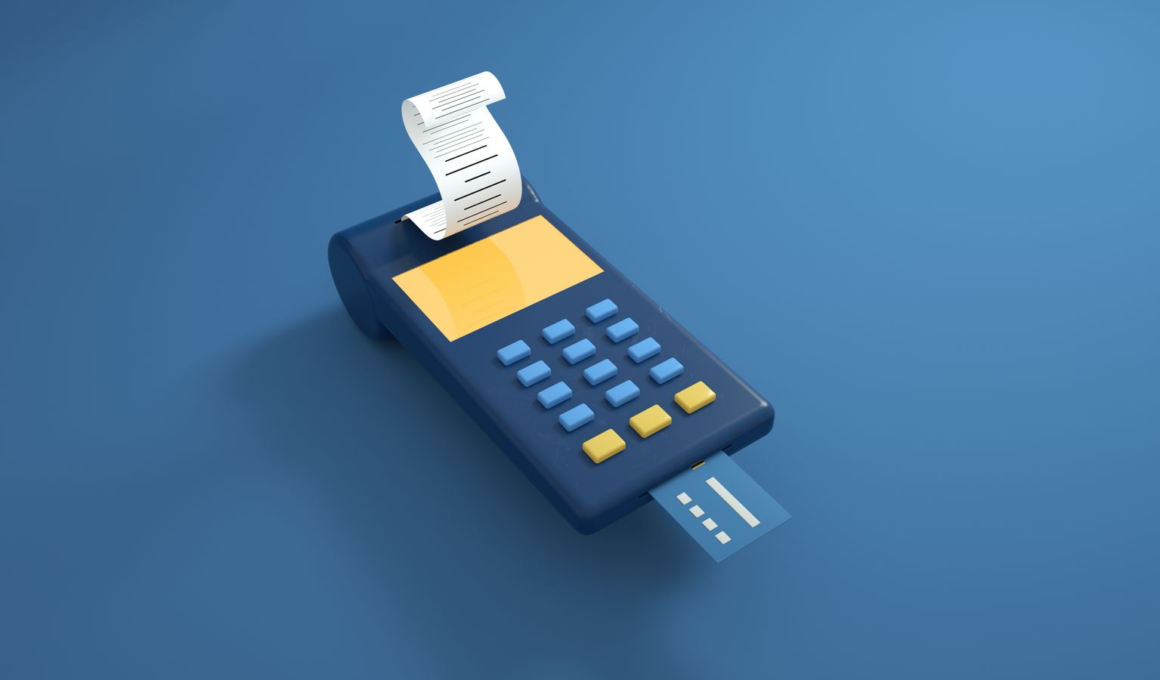 Blue digital card payment terminal on a plain background, representing payment processors for adult creators