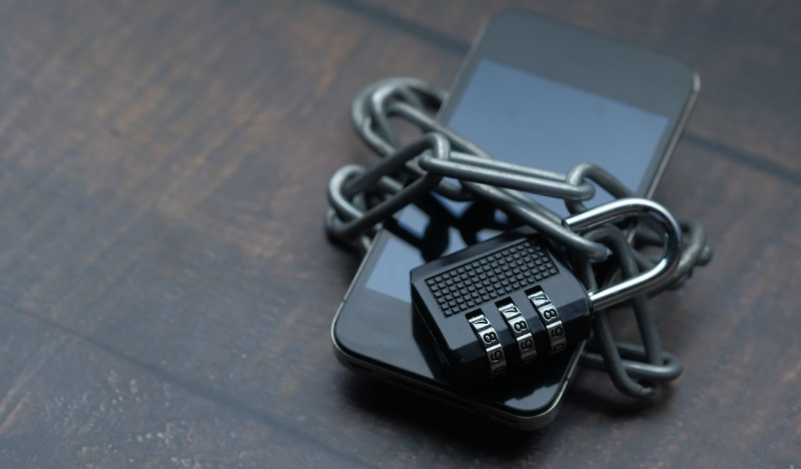 Smartphone secured with a padlock and chain, representing digital privacy and protection from deepfakes