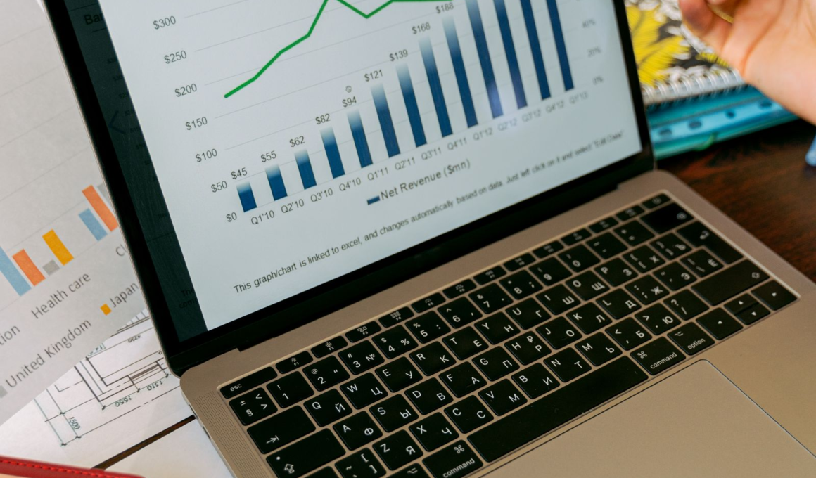Financial charts and statistics displayed on a laptop screen, representing OnlyFans creator earnings data